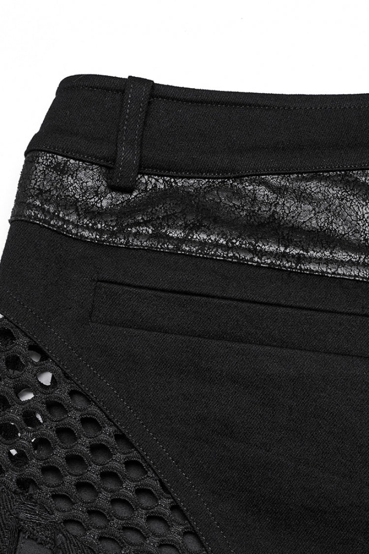 Black Women's Punk Studded Distressed Shorts with Detachable Kilt - Product - 7