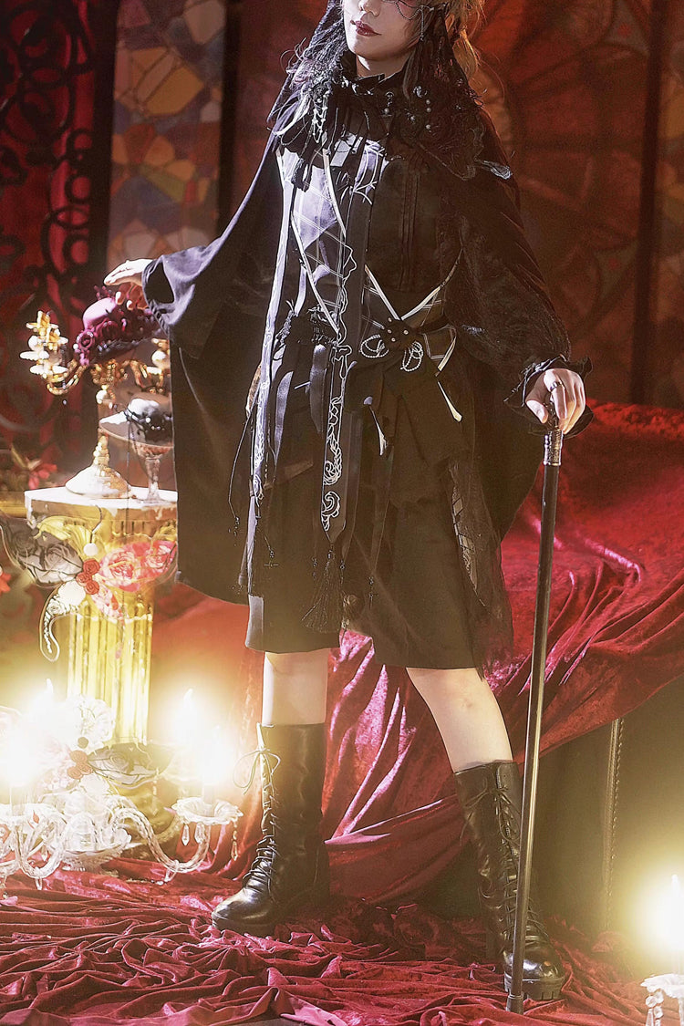 Rose Candlestick Gemini Ouji Fashion Lolita Set 3 Colors - Black - 1