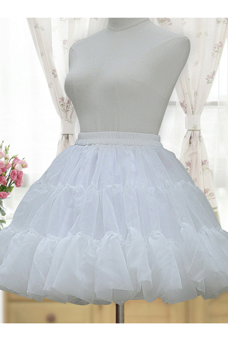 White Short Glass Yarn Bubble Lolita Petticoat - Product - 2