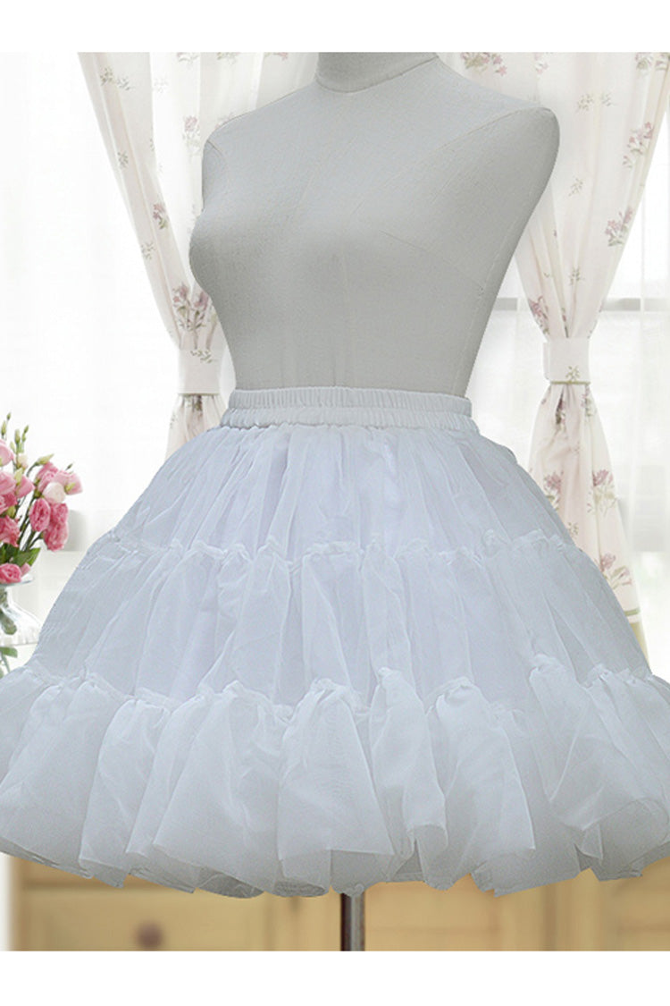White Short Glass Yarn Bubble Lolita Petticoat - Product - 2