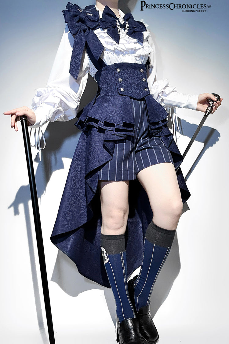 Blue Rabbit Theater Vertical Stripes Print Ouji Fashion Sweet Prince Cool Lolita Shorts - Product - 16