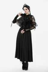 Black Bouble-Breasted Floral Lace Women's Gothic Cape - Product - 9