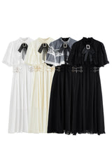 Sweet Short Sleeves Multi-Layered Lace Slim Jirai Kei Lolita Dress 4 Colors - Product - 3