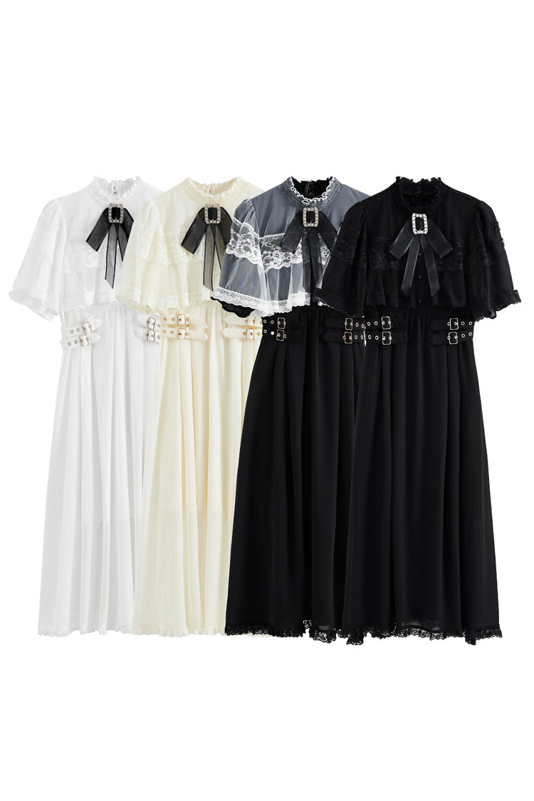 Sweet Short Sleeves Multi-Layered Lace Slim Jirai Kei Lolita Dress 4 Colors - Product - 3