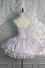 Purple Tube Top Sleeveless Ruffle Bowknot Gothic Lolita Jsk Tiered Dress - Product - 3