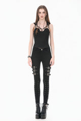 Black Cut-Out Ring Women's Punk Fitted Tank Top - Product - 8
