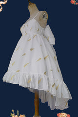 [Feather Snowflake Embroidery] Print Sleeveless Ruffle Bowknot Sweet Lolita Jsk Dress 3 Colors - Product - 13