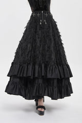 Black Women's Gothic Cross Rose Beaded Long Skirt Gorgeous Skirt - Product - 11
