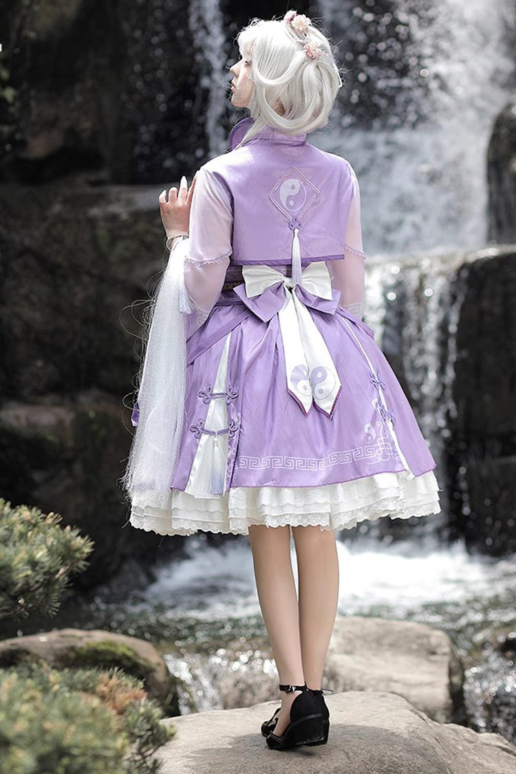 Multi-layer Little Taoist Priest Print Ruffle Sweet Chinese Style Lolita Jsk Dress 2 Colors - Product - 2