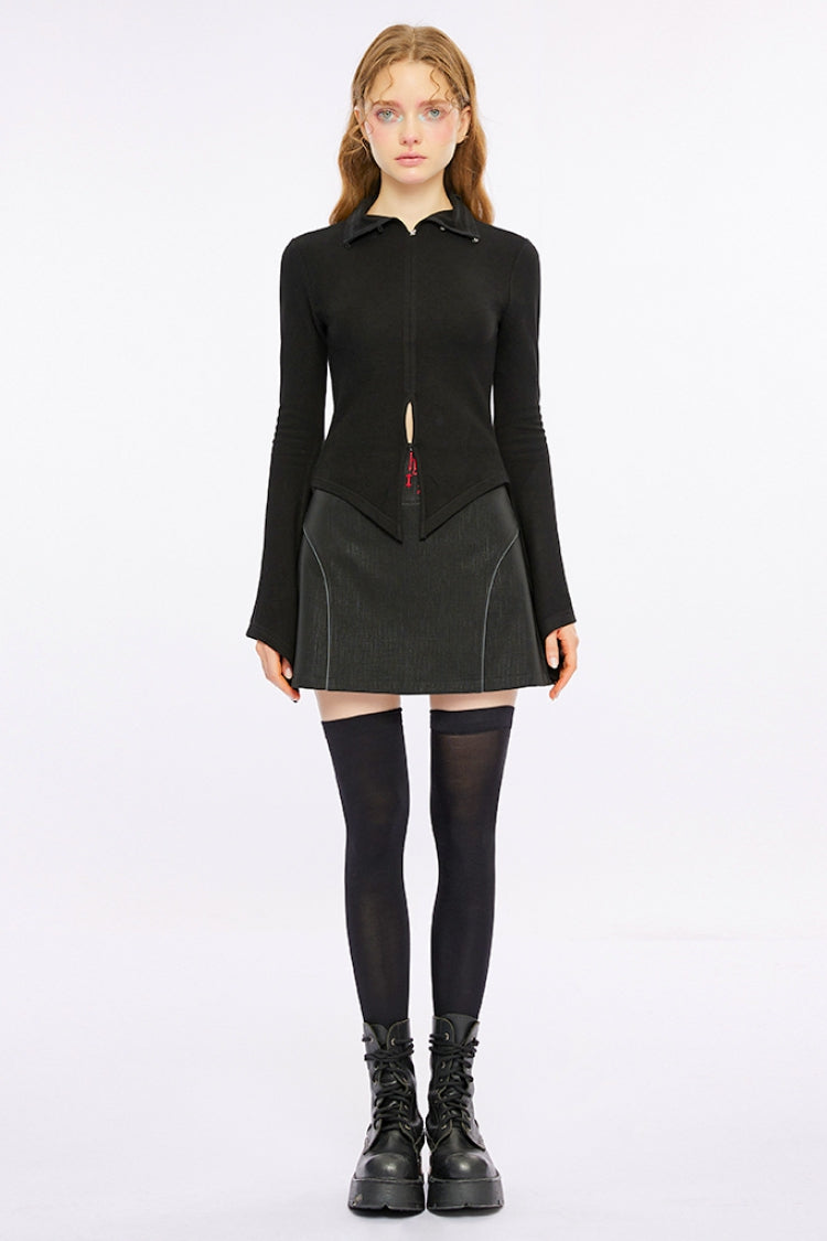 Black Long Sleeves Scream Hem Women's Gothic T-Shirt - Product - 2