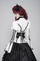 Black Lace Lace-Up Cross&Eyes Underbust Slim Women's Gothic Corset - Product - 6