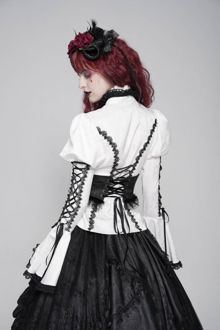 Black Lace Lace-Up Cross&Eyes Underbust Slim Women's Gothic Corset - Product - 6