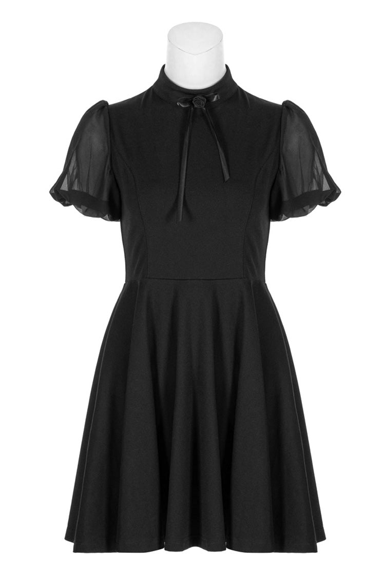 Black Heart Shaped Hollow High Waist Bow Women's Steam Punk Dress - Product - 5