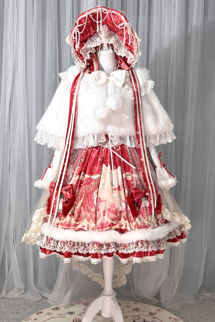 Red [Happy New Year] Printed Ruffled Bow Lace Classic Chinese Style Gorgeous Lolita Jsk Dress - Product - 12