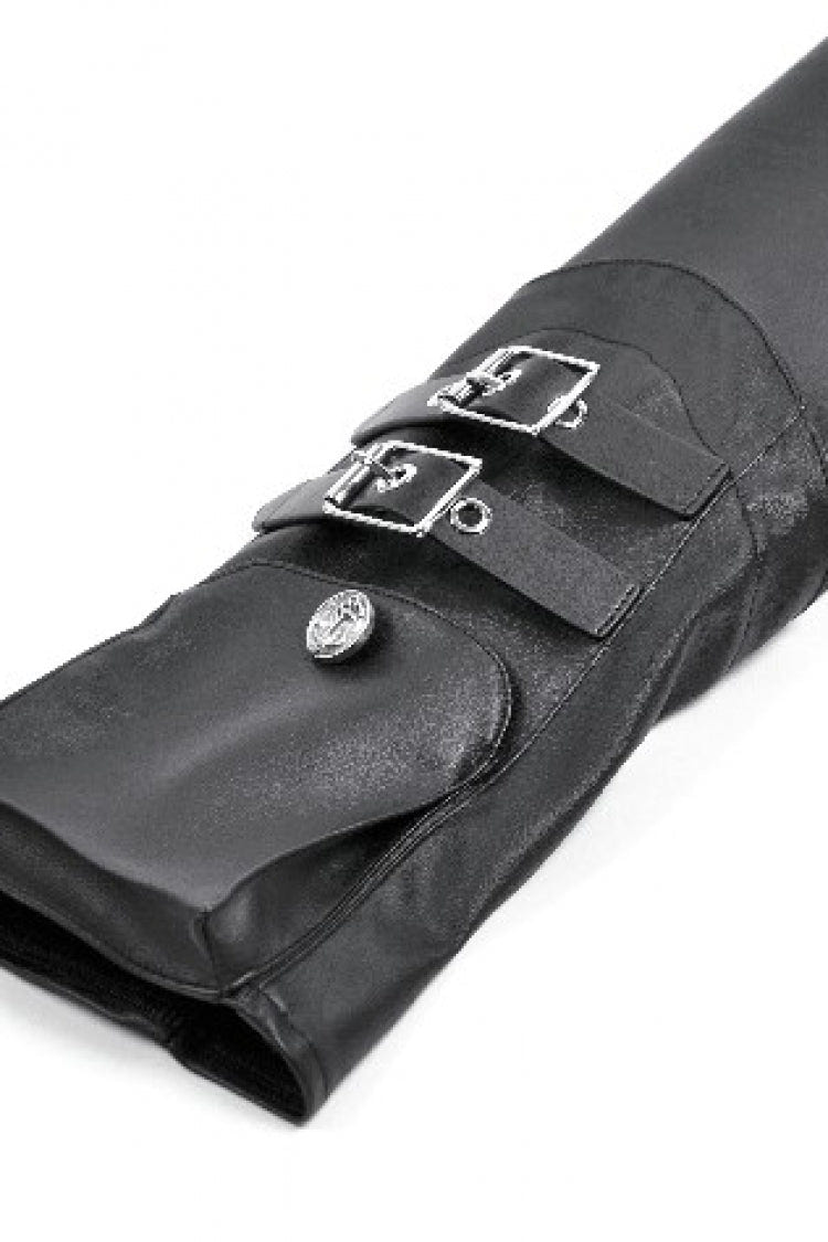 Black PU Leather Long Sleeves Buckled Strap Zippered Women's Punk Shrug - Product - 13