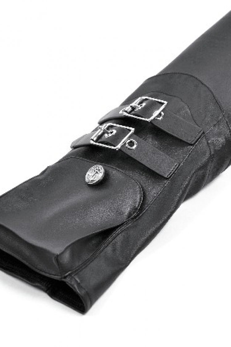 Black PU Leather Long Sleeves Buckled Strap Zippered Women's Punk Shrug - Product - 13