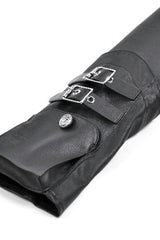Black PU Leather Long Sleeves Buckled Strap Zippered Women's Punk Shrug - Product - 13