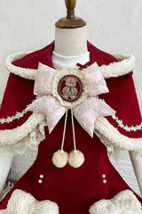 Red/Beige [Heart Bear] Embroidered Sweet Lolita Jsk Dress Set - Product - 5