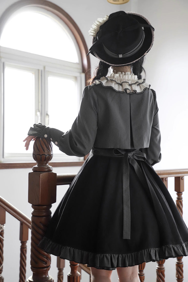 Black Viol Serenade Long Sleeves Bowknot Stitching Sweet Elegant Two Fake Pieces (Multiple Configurations) detail view 7
