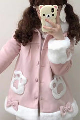 Calico Cat Long Sleeves Bowknot Hooded Daily Sweet Lolita Coat 3 Colors - Product - 7