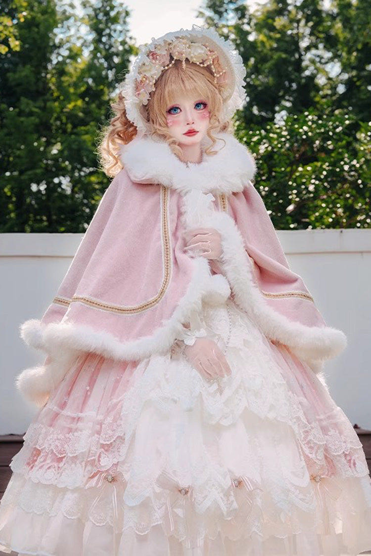[Snowflake Ballad] スウィート プリンセス Fur-襟 ロリータコート クローク 7色