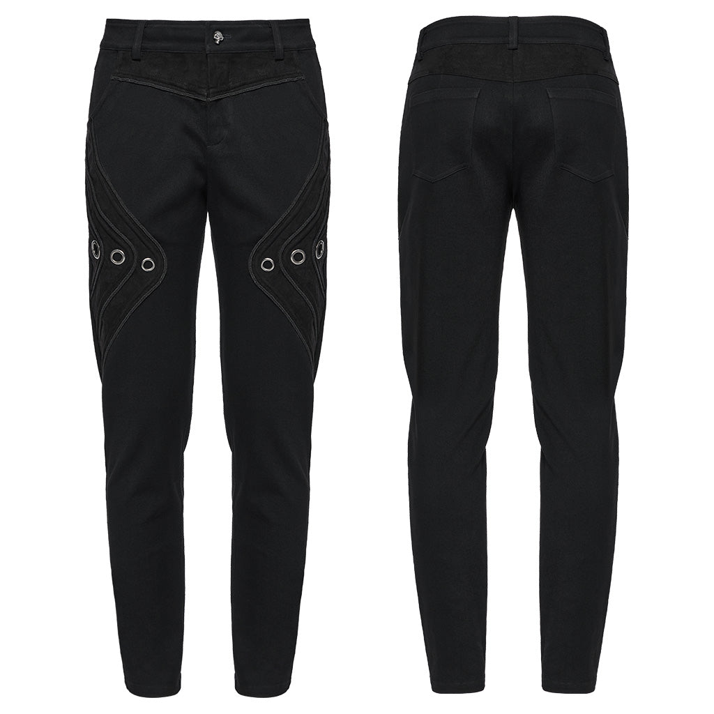 Black Men's Gothic Ring Skull Pants - Product - 5