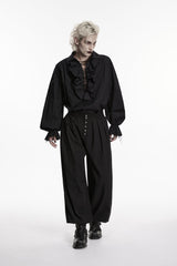 Black Studded Pleated Men's Gothic Tapered Pants - Product - 5