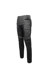 Black Slim Fit Zip Stud Side Chain Eyelet Rock Men's Gothic Trousers - Product - 6