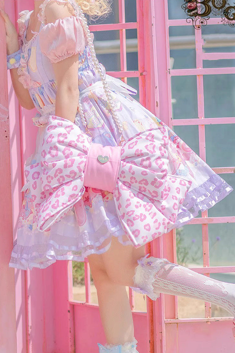 Pink Polka Dot Print Bowknot Shaped Sweet Lolita Backpack - Pink - 3