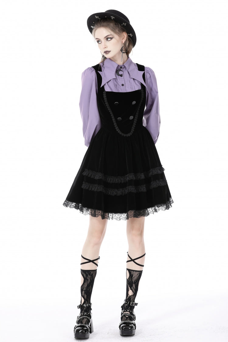 Purple Star Collar Long Puff Sleeves Women's Gothic Witch Blouse - Product - 7