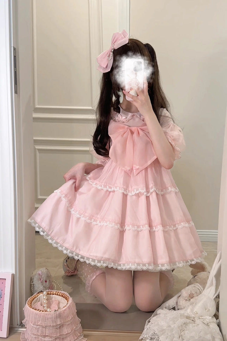 Seaside Pearls High Waisted Multi-layer Bowknot Sweet Lolita Jsk Dress 2 Colors - Product - 2