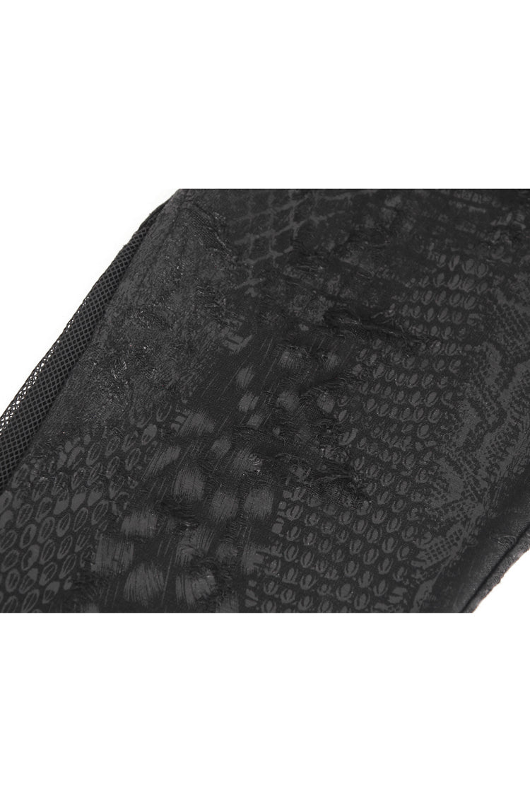 Black Jacquard Print Stitching Lace Women's Punk Pants - Product - 11