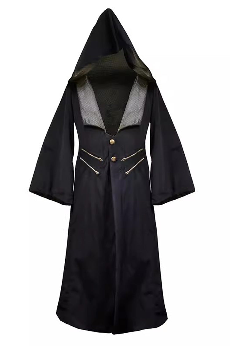 Black Single-breasted Slim Ouji Prince Handsome Magic Wizard Lolita Robe Coat - Product - 3