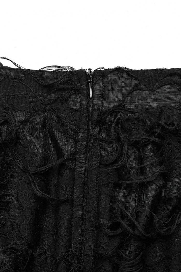 Black Stitching Lace Ripped Women's Gothic Skirt - Product - 6