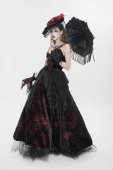Black/Red Sleeveless Multi-Layered Hanayome Lace Lace-Up Women's Gothic  Wedding Dress Printed Tassels Lace-up Slip Dress - Product - 10