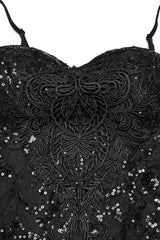 Black Off Shoulder Embroidery Lace Slim Women's Gothic Gown Fishtail Dress - Product - 5