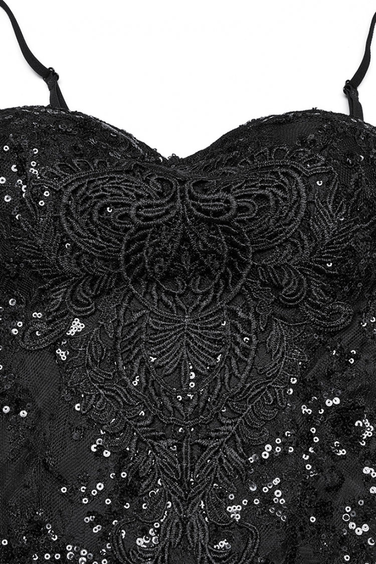 Black Off Shoulder Embroidery Lace Slim Women's Gothic Gown Fishtail Dress - Product - 5
