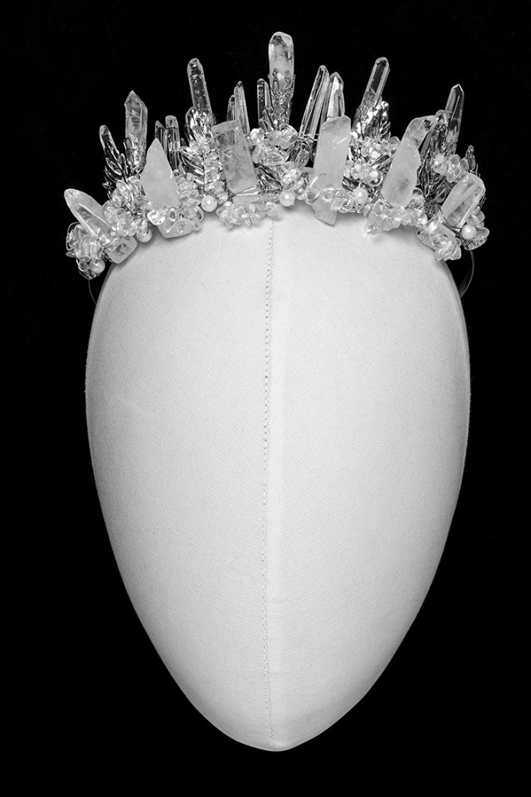 White Irregular Beaded Women's Gothic Crystal Headwear - Product - 4