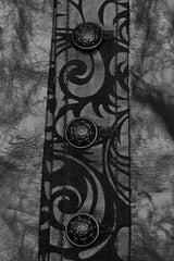 Black V Collar Sleeveless Exquisitely Carved Floral Print Faux Leather Mens Gothic Vest - Product - 7