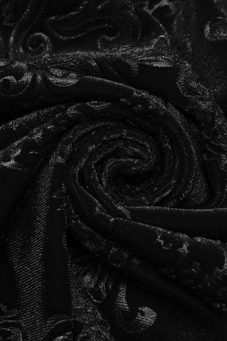 Men's Long Sleeves Embossed Velvet Print Gothic Gorgeous Blouse 2 Colors - Product - 6