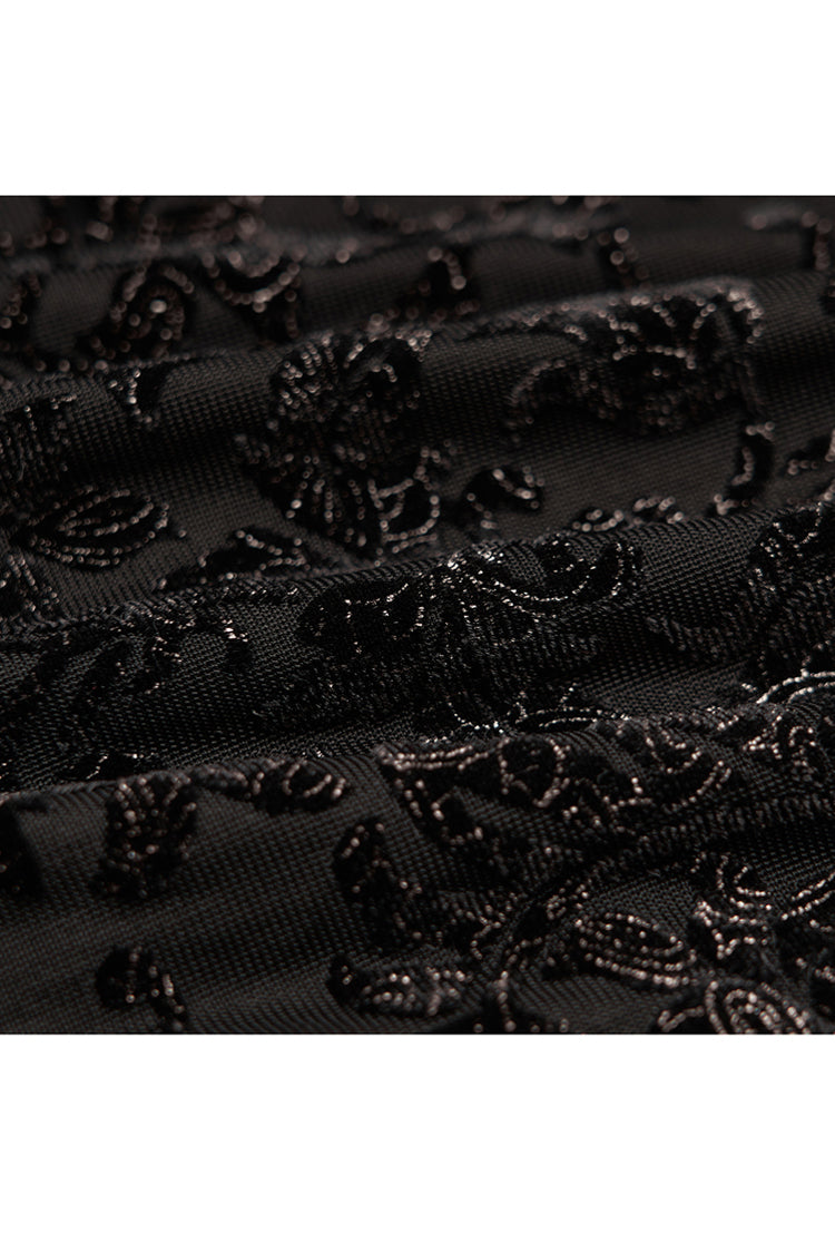Black Plus Size Velvet Print Front Decals Knit Flare Women's Gothic Pants - Product - 7