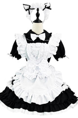 Black/White Maid Short Sleeves Ruffle Plus Size Sweet Lolita Dress - Product - 5