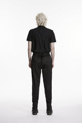 Black Embroidered Slim Pleated Men's Gothic Pants - Product - 8