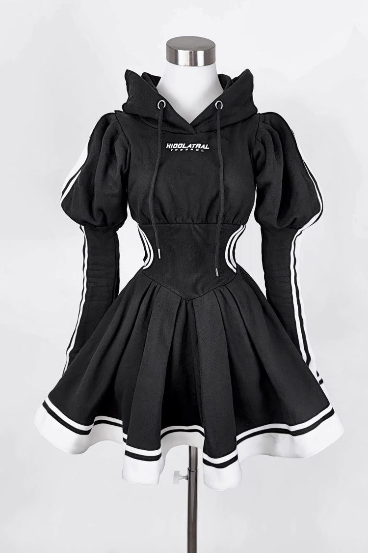 Japanese Long Sleeves Ruffle Bowknot Punk Jirai Kei Sweater Dress 3 Colors - Product - 2