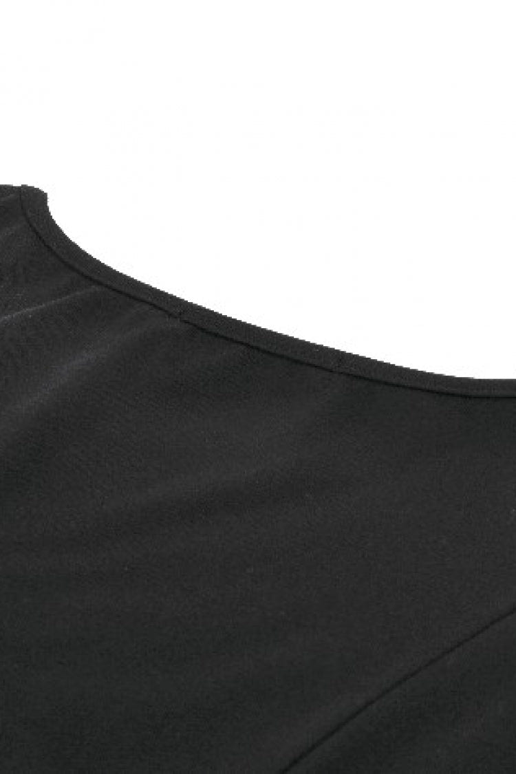 Black Mesh Spliced Long Sleeves Buckled Strap Eyelet Women's Punk Top - Product - 15