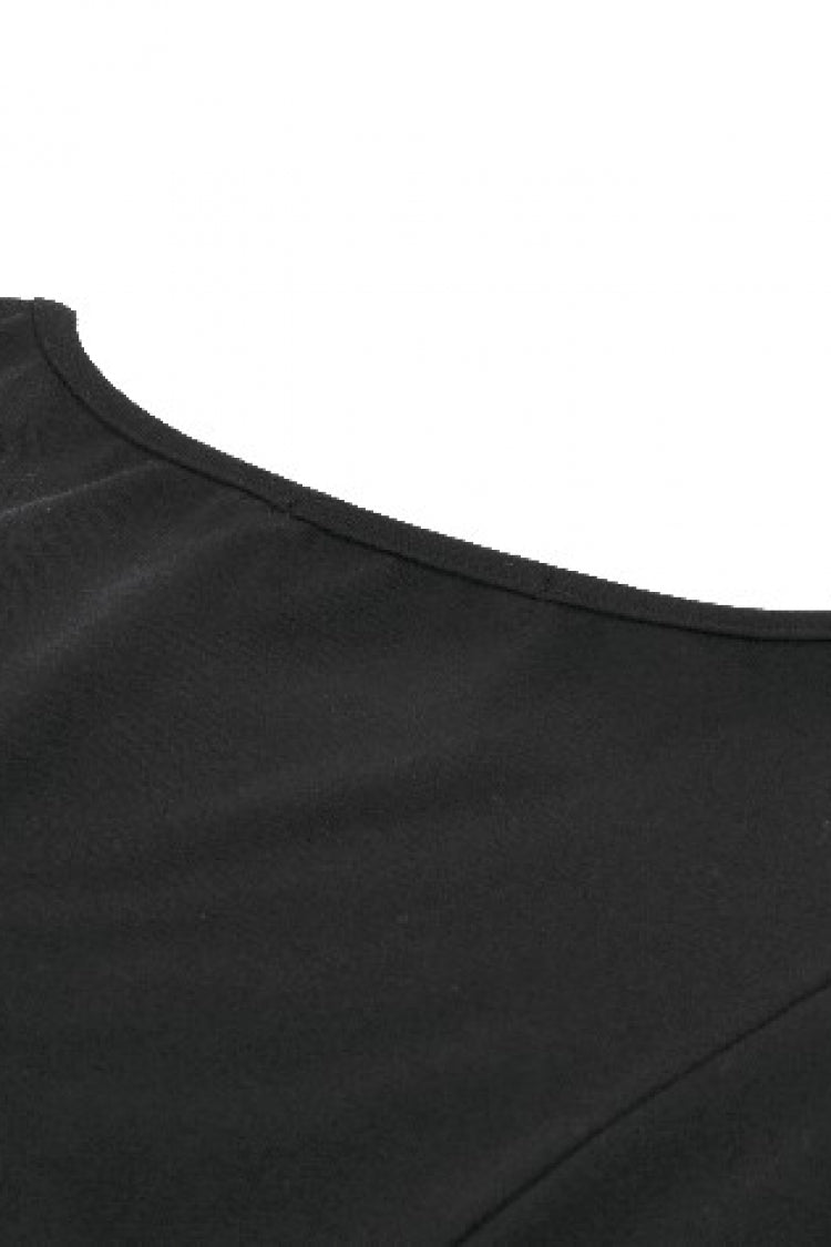 Black Mesh Spliced Long Sleeves Buckled Strap Eyelet Women's Punk Top - Product - 15