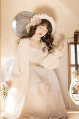 White Chinese Style Bronzing Flower Embroidery Sweet Lolita Jsk Dress - Product - 8