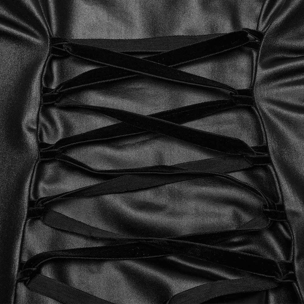 Daring Gothic Maxi Dress with Straps and Lace-up Back - image 7