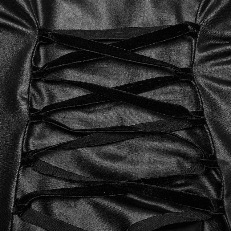 Daring Gothic Maxi Dress with Straps and Lace-up Back - image 7