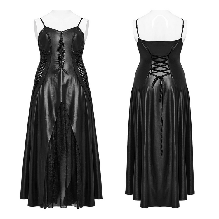 Daring Gothic Maxi Dress with Straps and Lace-up Back - image 3